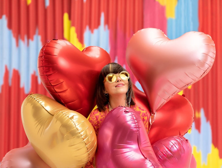 Hart Helium Ballon Goud Leeg 75cm van Partydeco koop je bij Partywinkel