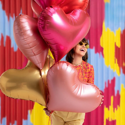 Hart Helium Ballon Goud Leeg 75cm van Partydeco koop je bij Partywinkel