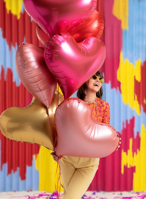 Hart Helium Ballon Goud Leeg 75cm van Partydeco koop je bij Partywinkel
