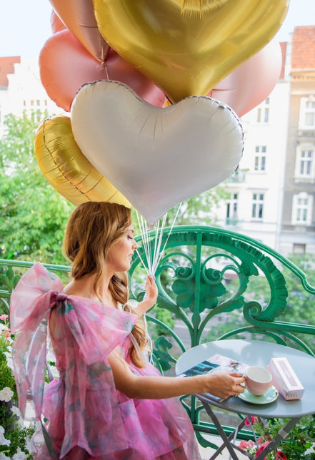 Hart Helium Ballon Goud Leeg 75cm van Partydeco koop je bij Partywinkel