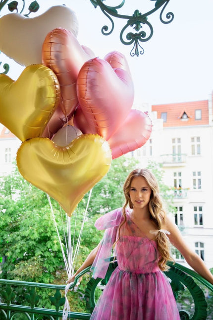 Hart Helium Ballon Goud Leeg 75cm van Partydeco koop je bij Partywinkel