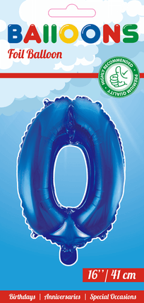 Folie Ballon Cijfer 0 Blauw 41cm met Rietje van WeFiesta koop je bij Partywinkel