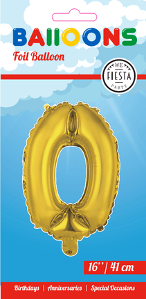 Folie Ballon Cijfer 0 Goud 41cm met Rietje van WeFiesta koop je bij Partywinkel