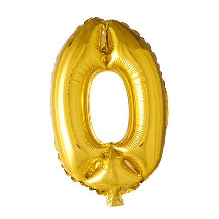 Folie Ballon Cijfer 0 Goud 41cm met Rietje van WeFiesta koop je bij Partywinkel