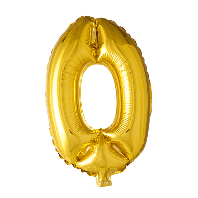 Folie Ballon Cijfer 0 Goud 41cm met Rietje van WeFiesta koop je bij Partywinkel