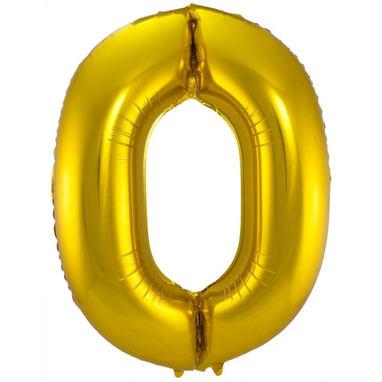 Folie Ballon Cijfer 0 Goud Metallic XL 86cm leeg van Folat koop je bij Partywinkel