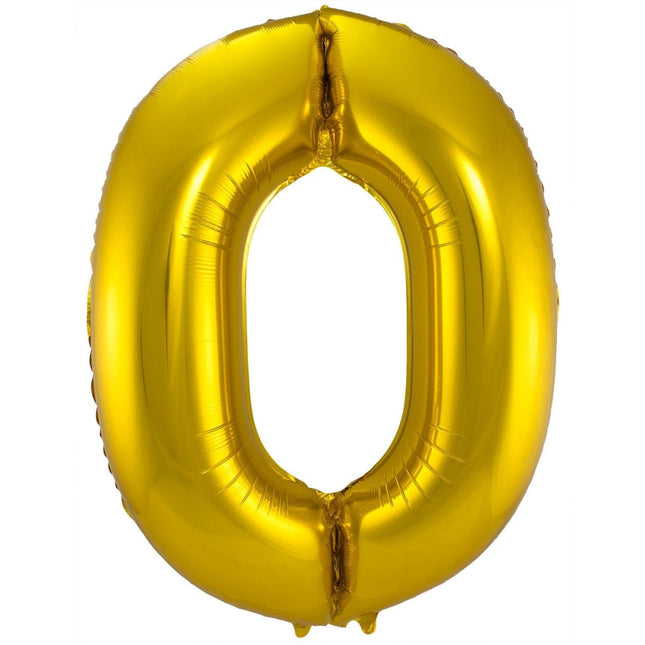 Folie Ballon Cijfer 0 Goud Metallic XL 86cm leeg van Folat koop je bij Partywinkel