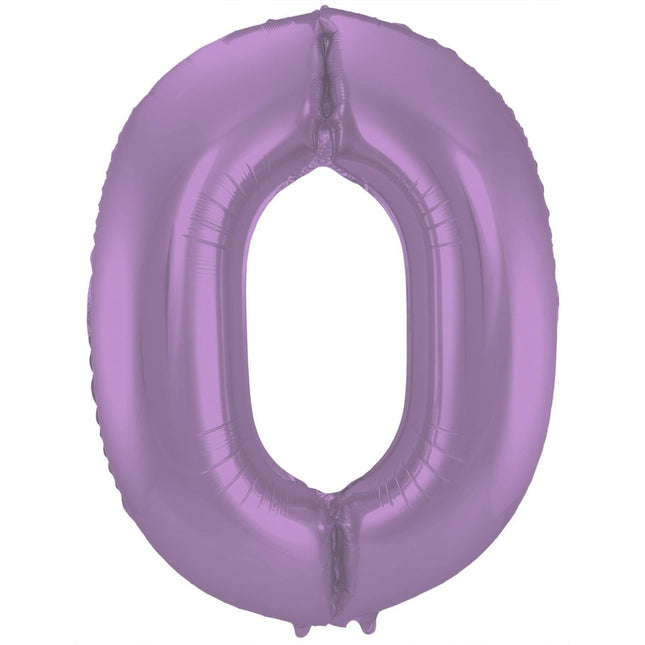 Folie Ballon Cijfer 0 Mat Paars XL 86cm leeg van Folat koop je bij Partywinkel