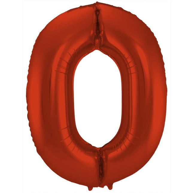 Folie Ballon Cijfer 0 Mat Rood XL 86cm leeg van Folat koop je bij Partywinkel