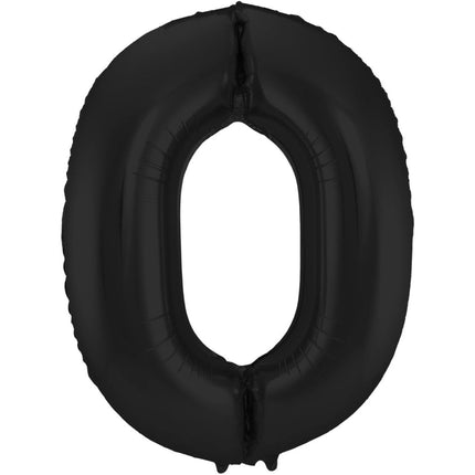 Folie Ballon Cijfer 0 Mat Zwart XL 86cm leeg van Folat koop je bij Partywinkel