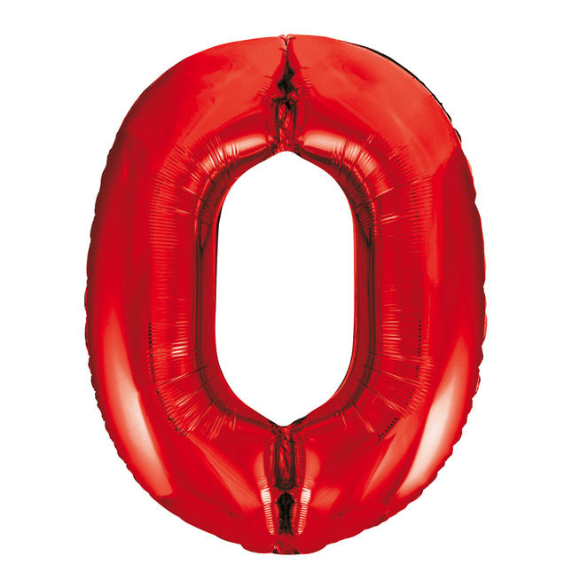 Folie Ballon Cijfer 0 Rood XL 86cm leeg van WeFiesta koop je bij Partywinkel