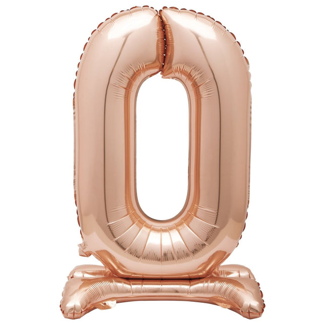 Folie Ballon Cijfer 0 Rose Goud Standaard 76cm van Unique koop je bij Partywinkel