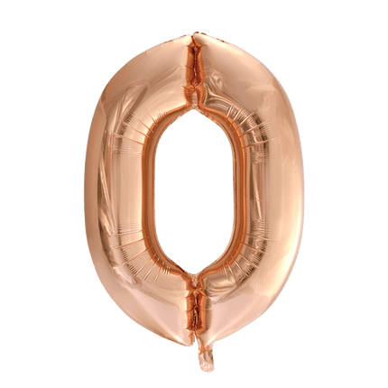 Folie Ballon Cijfer 0 Rose Goud XL 86cm leeg van WeFiesta koop je bij Partywinkel