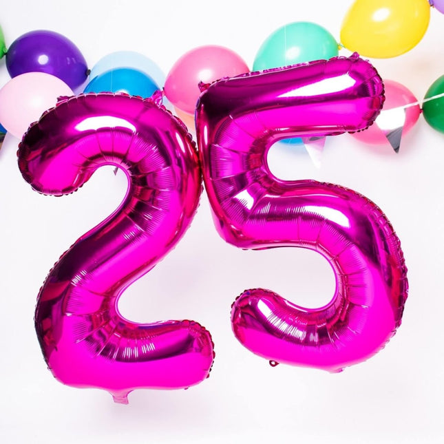 Folie Ballon Cijfer 1 Fuchsia Metallic XL 86cm leeg van Folat koop je bij Partywinkel