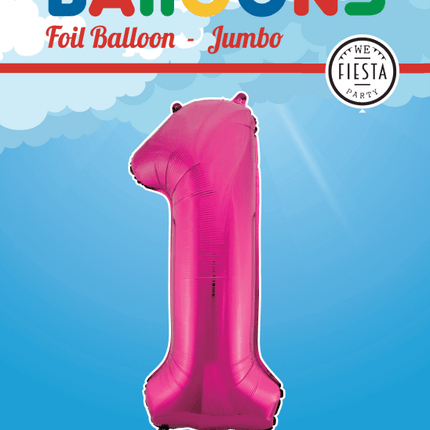 Folie Ballon Cijfer 1 Fuchsia XL 86cm leeg van WeFiesta koop je bij Partywinkel