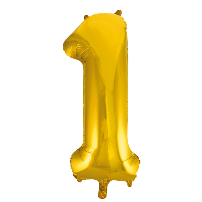 Folie Ballon Cijfer 1 Goud XL 86cm leeg van WeFiesta koop je bij Partywinkel