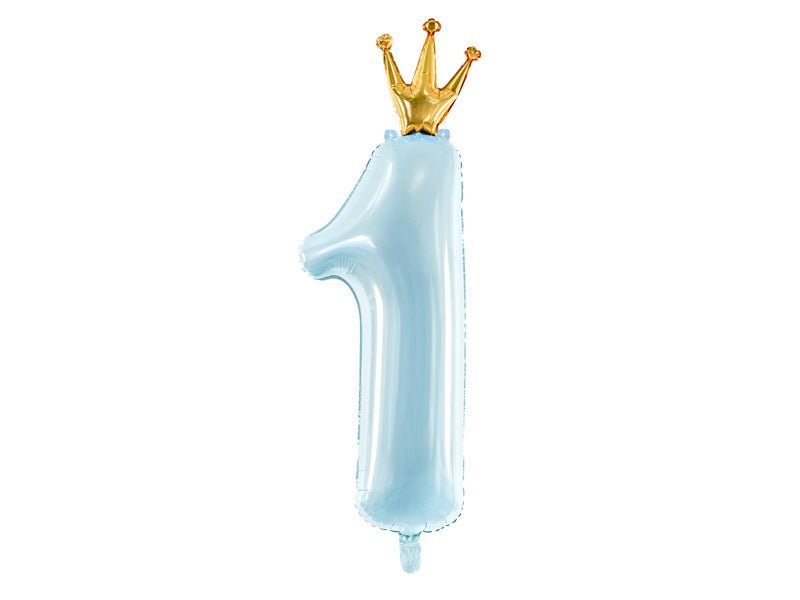 Folie Ballon Cijfer 1 Lichtblauw Leeg 1m van Partydeco koop je bij Partywinkel