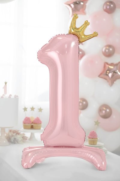 Folie Ballon Cijfer 1 Lichtroze Standaard Leeg 84cm van Partydeco koop je bij Partywinkel