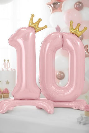 Folie Ballon Cijfer 1 Lichtroze Standaard Leeg 84cm van Partydeco koop je bij Partywinkel