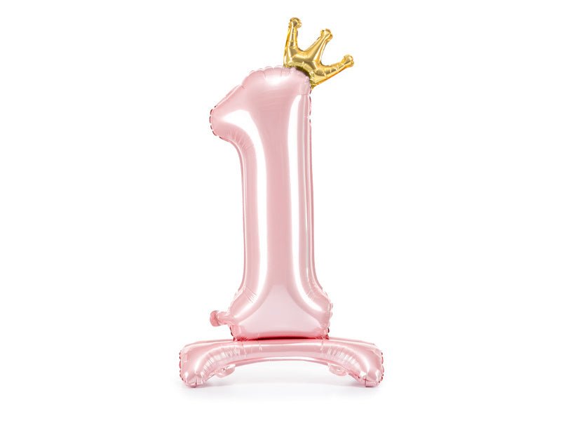 Folie Ballon Cijfer 1 Lichtroze Standaard Leeg 84cm van Partydeco koop je bij Partywinkel