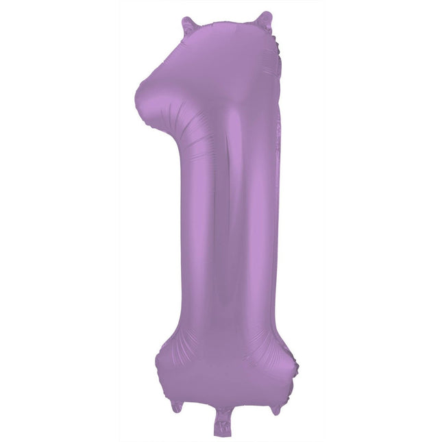 Folie Ballon Cijfer 1 Mat Paars XL 86cm leeg van Folat koop je bij Partywinkel
