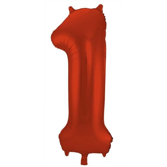 Folie Ballon Cijfer 1 Mat Rood XL 86cm leeg van Folat koop je bij Partywinkel