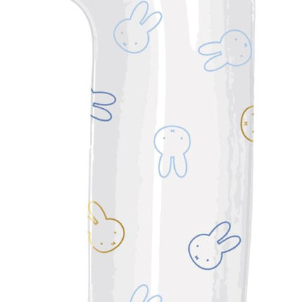Folie Ballon Cijfer 1 Nijntje Blauw Leeg 1,06m van Haza Witbaard koop je bij Partywinkel