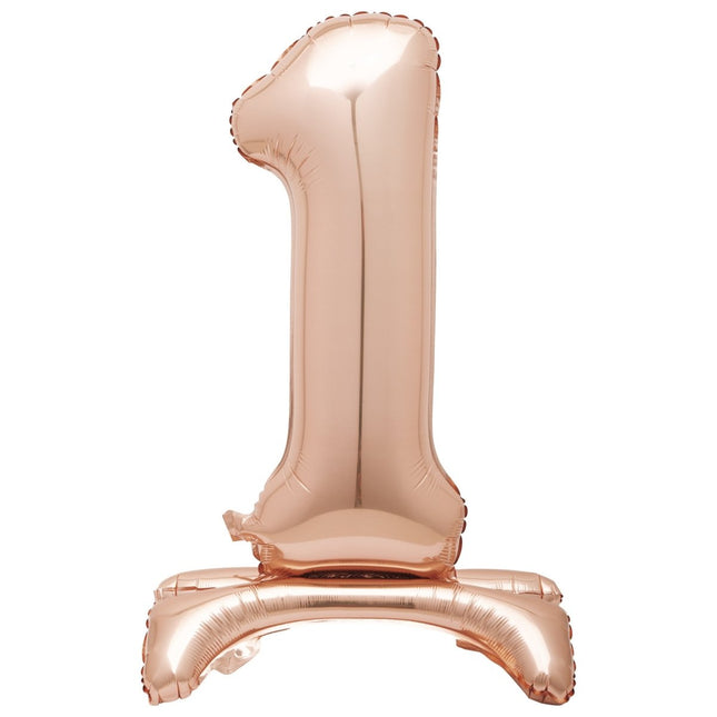 Folie Ballon Cijfer 1 Rose Goud Standaard 76cm van Unique koop je bij Partywinkel