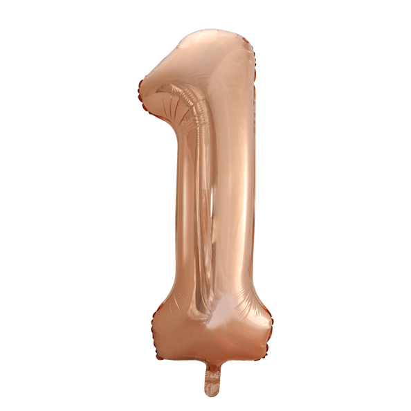 Folie Ballon Cijfer 1 Rose Goud XL 86cm leeg van WeFiesta koop je bij Partywinkel