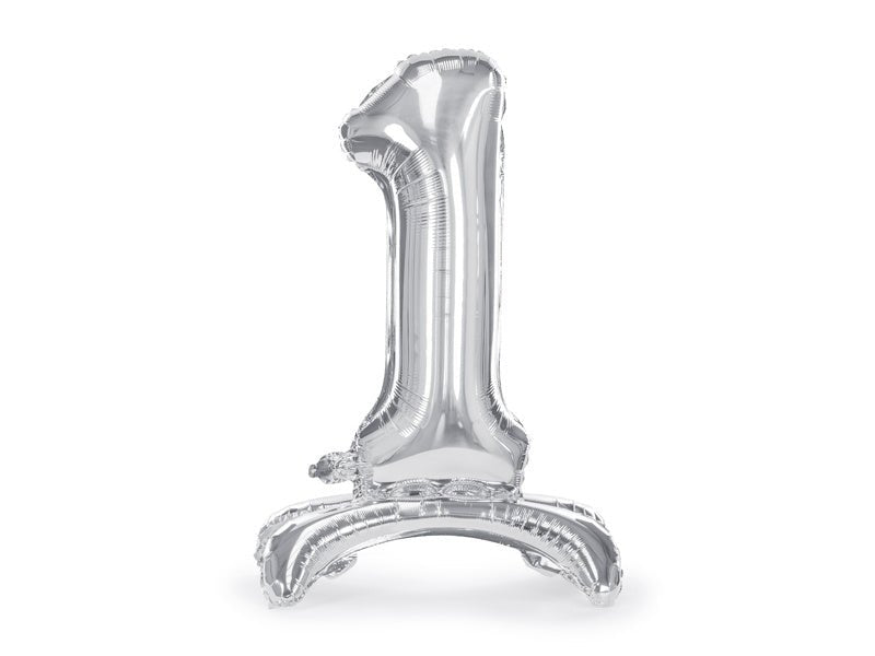 Folie Ballon Cijfer 1 Zilver Standaard Leeg 70cm van Partydeco koop je bij Partywinkel