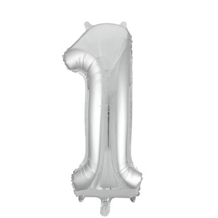 Folie Ballon Cijfer 1 Zilver XL 86cm leeg van WeFiesta koop je bij Partywinkel