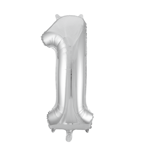 Folie Ballon Cijfer 1 Zilver XL 86cm leeg van WeFiesta koop je bij Partywinkel