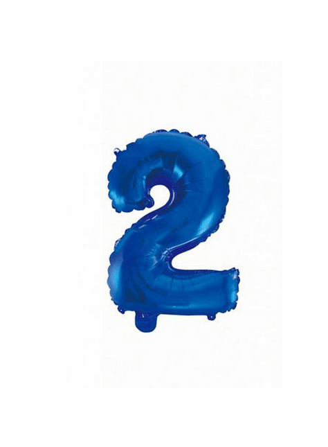 Folie Ballon Cijfer 2 Blauw 41cm met Rietje van WeFiesta koop je bij Partywinkel