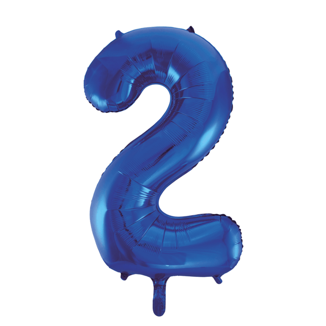 Folie Ballon Cijfer 2 Blauw XL 86cm leeg van WeFiesta koop je bij Partywinkel