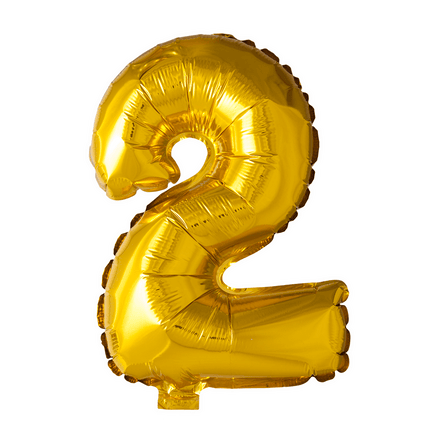 Folie Ballon Cijfer 2 Goud 41cm met Rietje van WeFiesta koop je bij Partywinkel