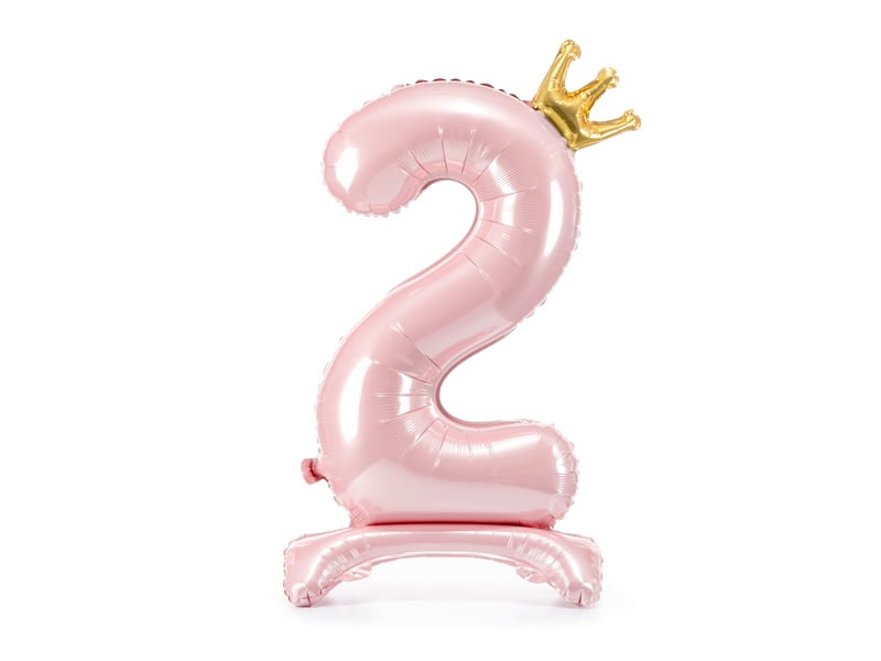 Folie Ballon Cijfer 2 Lichtroze Standaard Leeg 84cm van Partydeco koop je bij Partywinkel