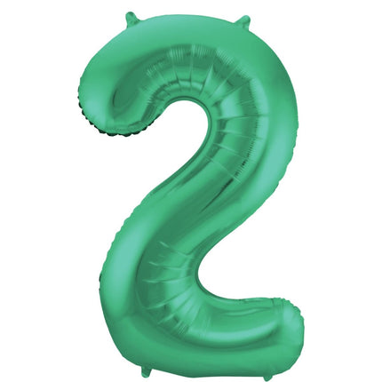 Folie Ballon Cijfer 2 Mat Groen XL 86cm leeg van Folat koop je bij Partywinkel