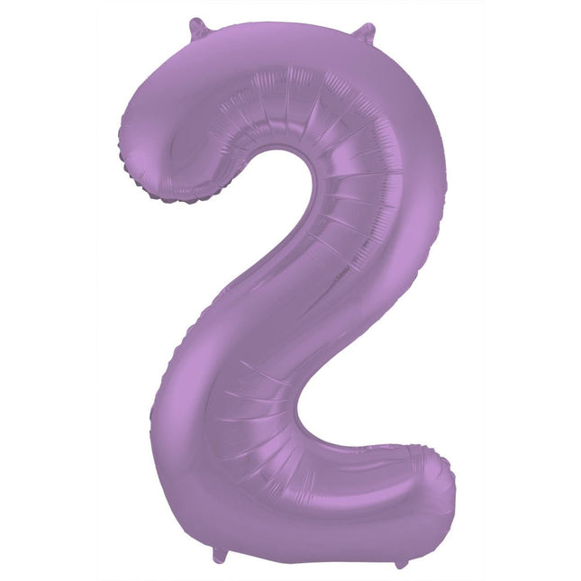 Folie Ballon Cijfer 2 Mat Paars XL 86cm leeg van Folat koop je bij Partywinkel