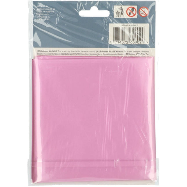 Folie Ballon Cijfer 2 Mat Roze XL 86cm leeg van Folat koop je bij Partywinkel