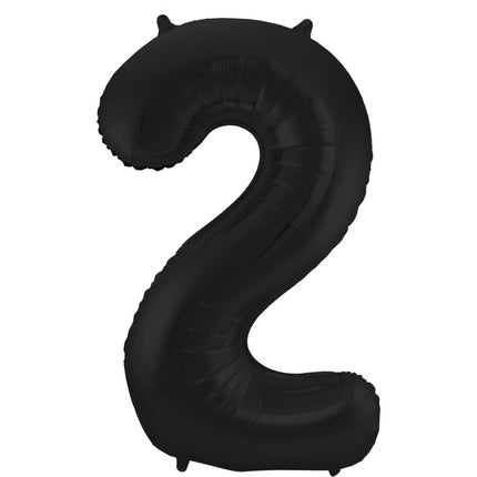 Folie Ballon Cijfer 2 Mat Zwart XL 86cm leeg van Folat koop je bij Partywinkel