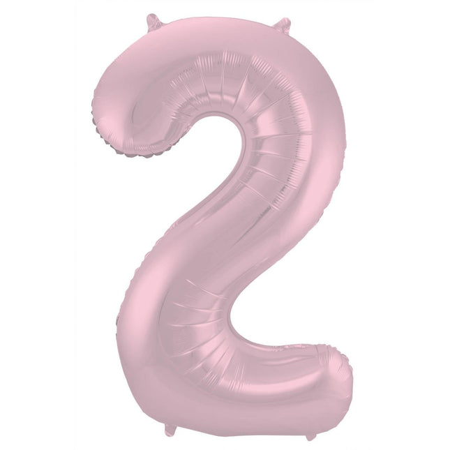 Folie Ballon Cijfer 2 Pastel Roze XL 86cm leeg van Folat koop je bij Partywinkel