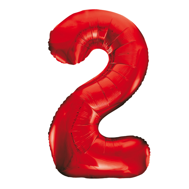 Folie Ballon Cijfer 2 Rood XL 86cm leeg van WeFiesta koop je bij Partywinkel