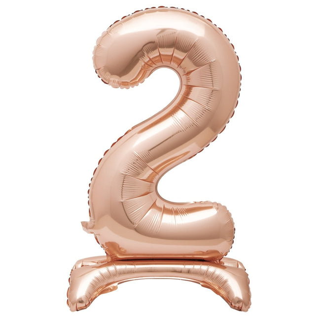 Folie Ballon Cijfer 2 Rose Goud Standaard 76cm van Unique koop je bij Partywinkel