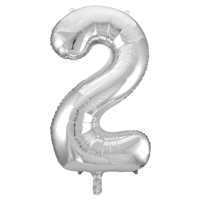 Folie Ballon Cijfer 2 Zilver XL 86cm leeg van WeFiesta koop je bij Partywinkel
