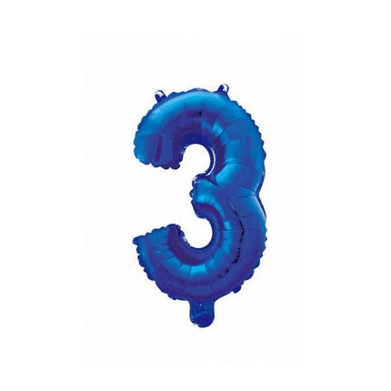 Folie Ballon Cijfer 3 Blauw 41cm met Rietje van WeFiesta koop je bij Partywinkel