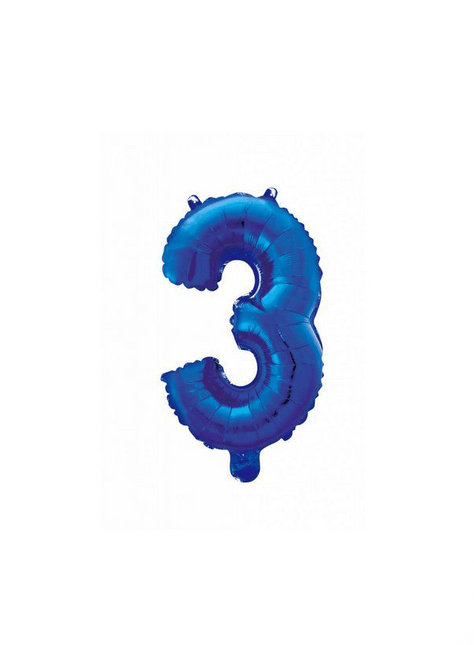 Folie Ballon Cijfer 3 Blauw 41cm met Rietje van WeFiesta koop je bij Partywinkel