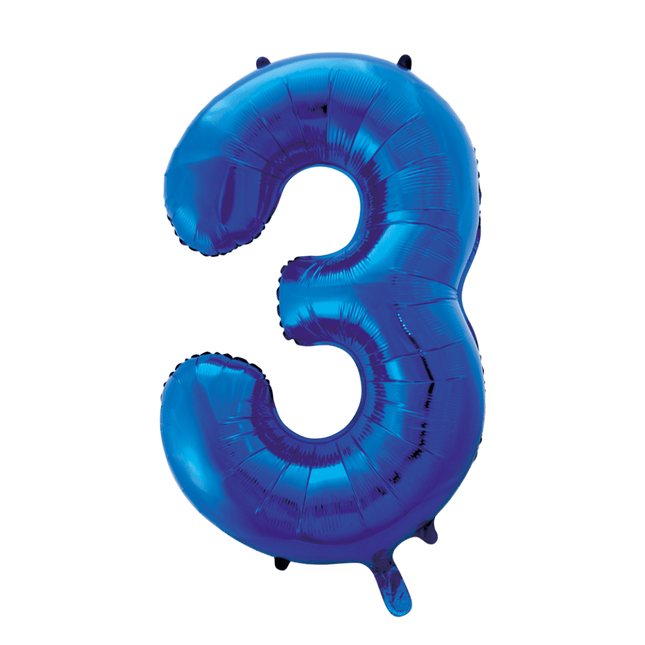 Folie Ballon Cijfer 3 Blauw XL 86cm leeg van WeFiesta koop je bij Partywinkel