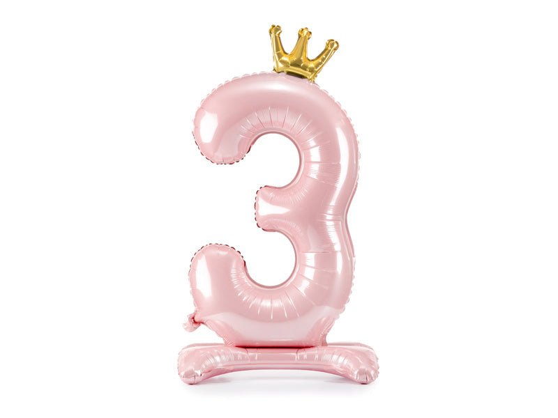 Folie Ballon Cijfer 3 Lichtroze Standaard Leeg 84cm van Partydeco koop je bij Partywinkel