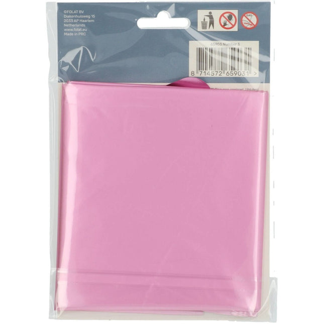 Folie Ballon Cijfer 3 Mat Roze XL 86cm leeg van Folat koop je bij Partywinkel