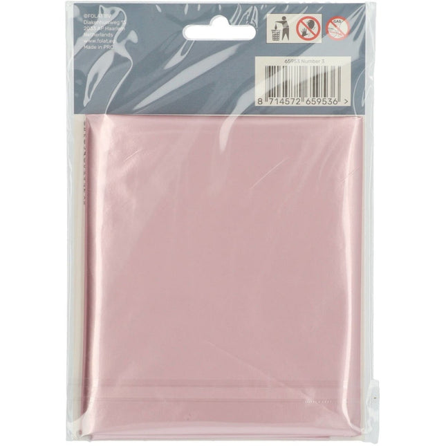 Folie Ballon Cijfer 3 Pastel Roze XL 86cm leeg van Folat koop je bij Partywinkel